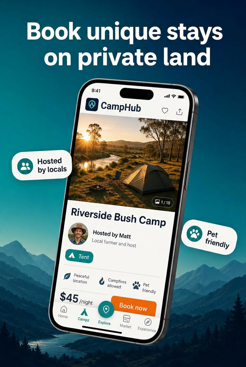 Book unique stays on private land with CampHub.